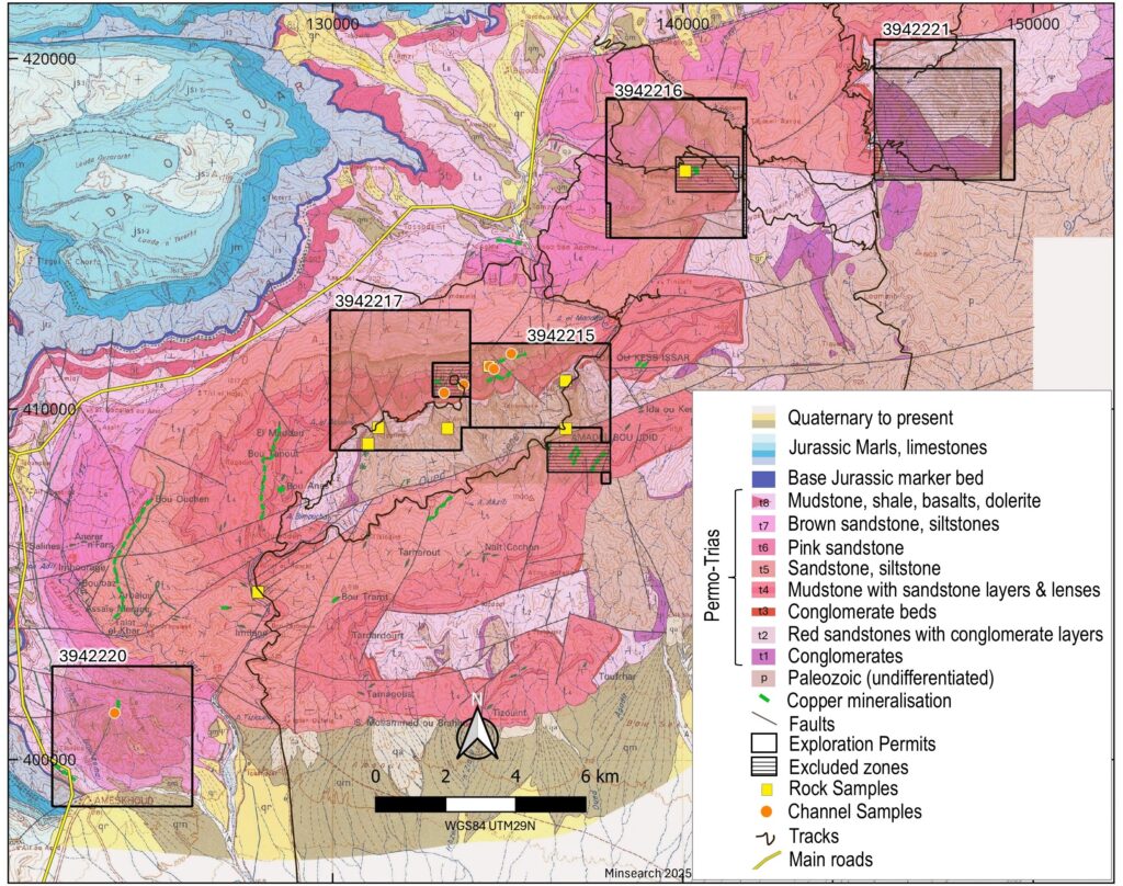Geological map of the Argana and Fougnar project areas