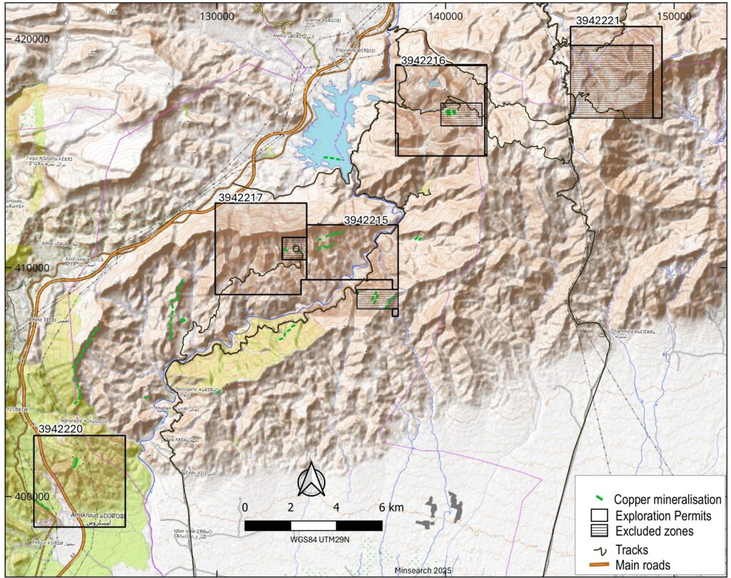 Topographic map of the Argana and Fougnar project areas